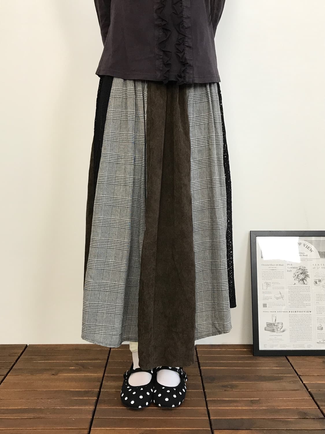 Jpn Asymmetrical Patchwork Plaid Skirt 상품이미지1