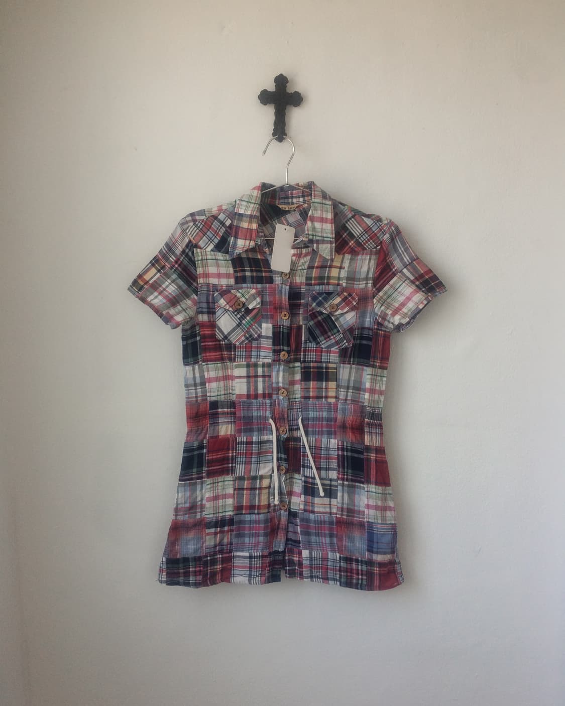 Patch work check pattern shirt 상품이미지1