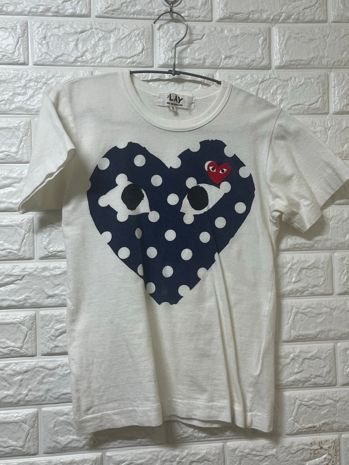 꼼데가르송 꼼데 도트 하트 반팔 티셔트 화이트 여성 s 상품이미지1