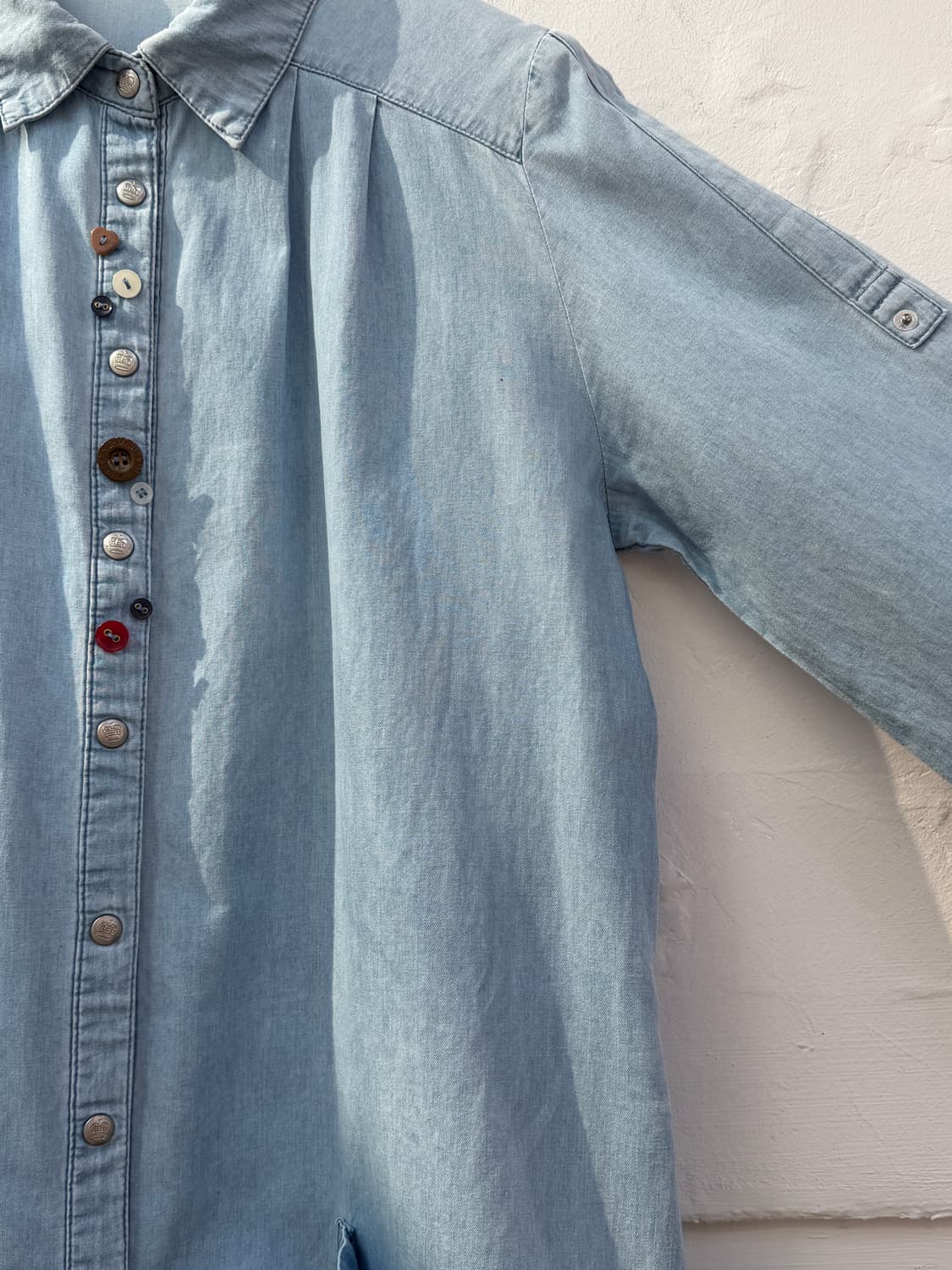 Sorridere 버튼 엠벨리시드 데님 원피스 L 상품이미지5