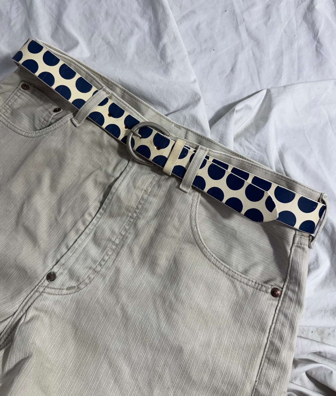 빈티지 도트 레더 벨트 상품이미지1