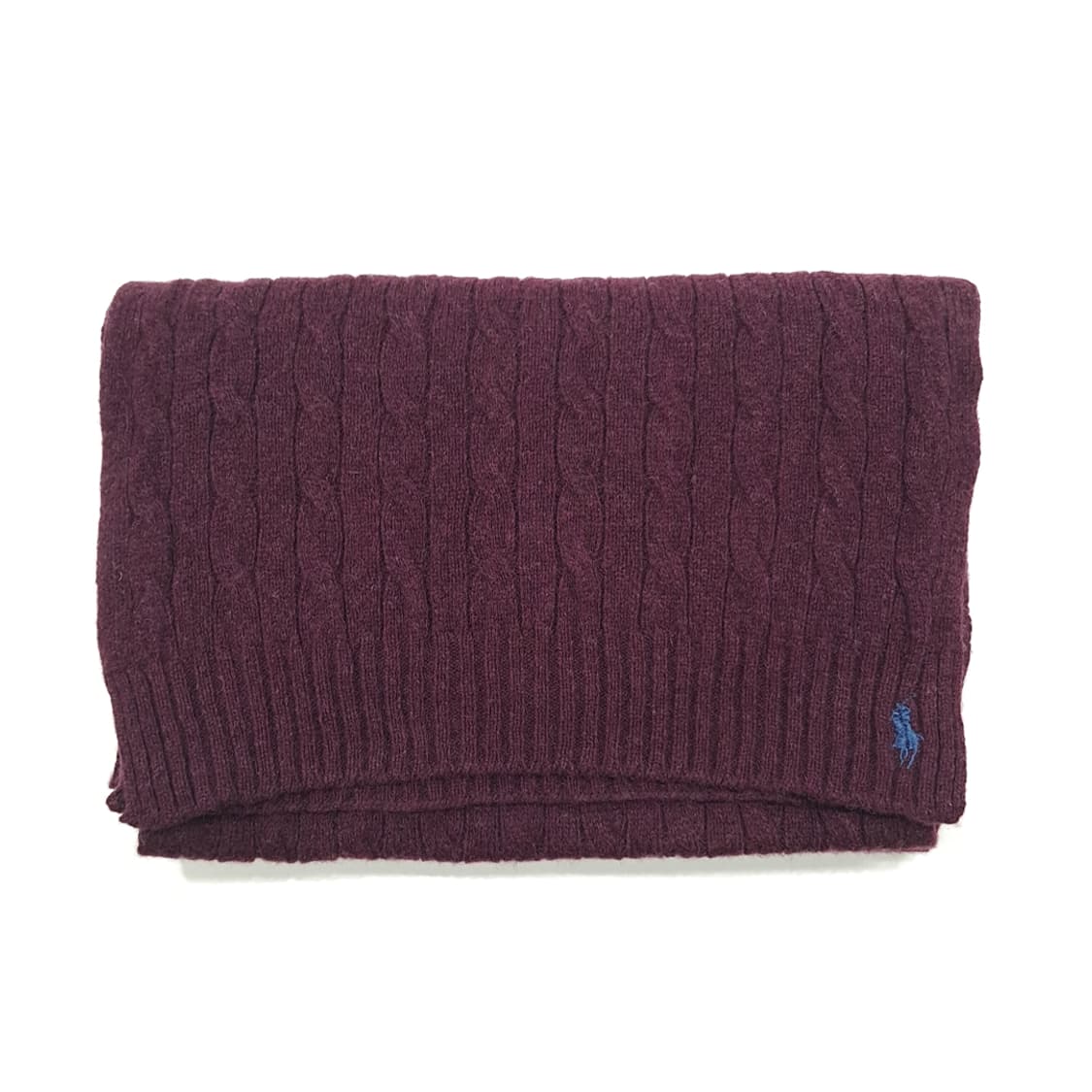 MX282 폴로 랄프로렌 버건디 울 캐시미어 케이블 니트 목도리 머플러 상품이미지7