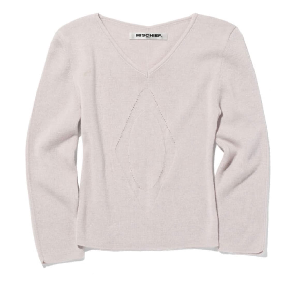V-NECK 3-QUARTER KNIT TOP - LIGHT PINK G 상품이미지1