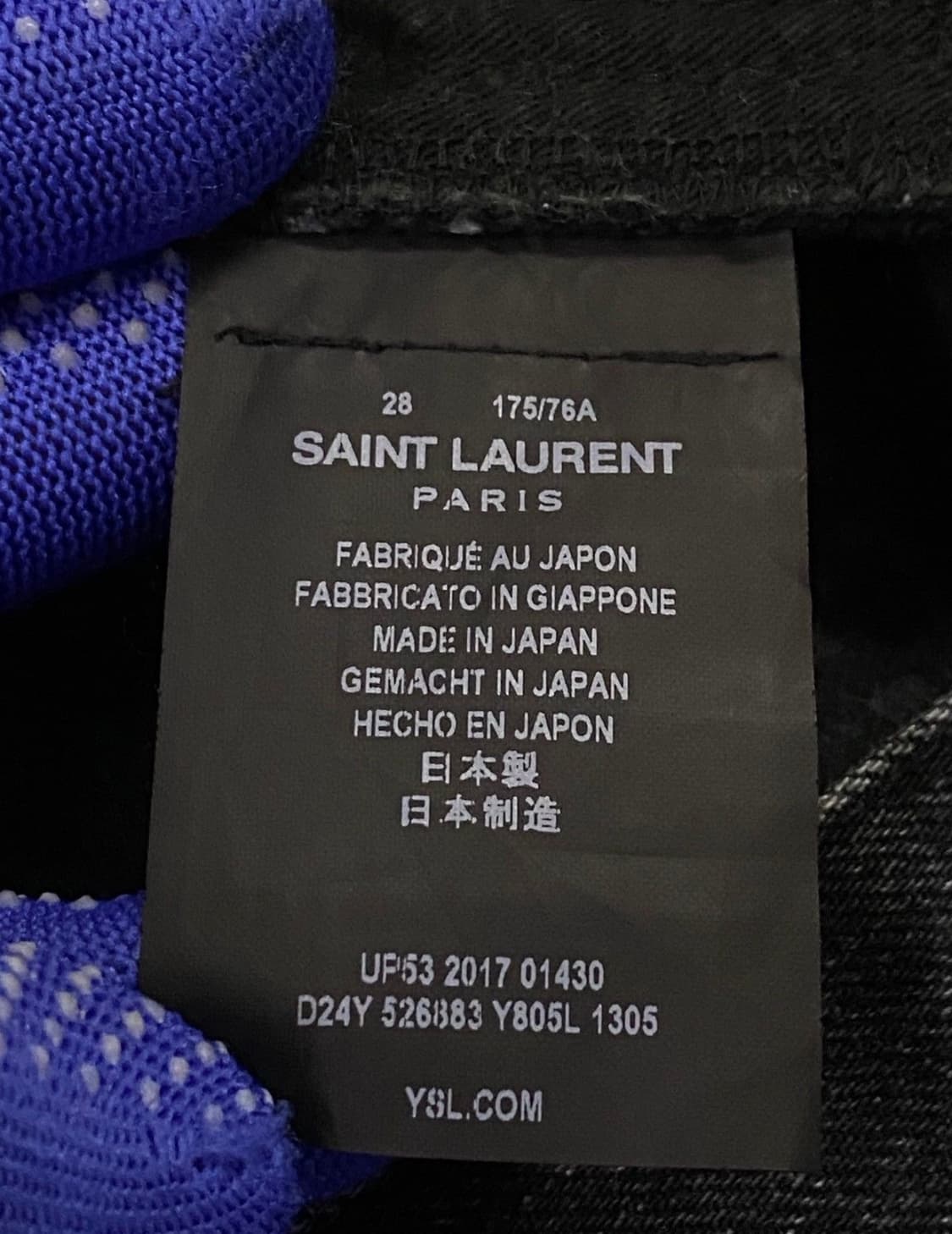 생로랑 디스트로이드 슬림핏 데님 블랙진 상품이미지5