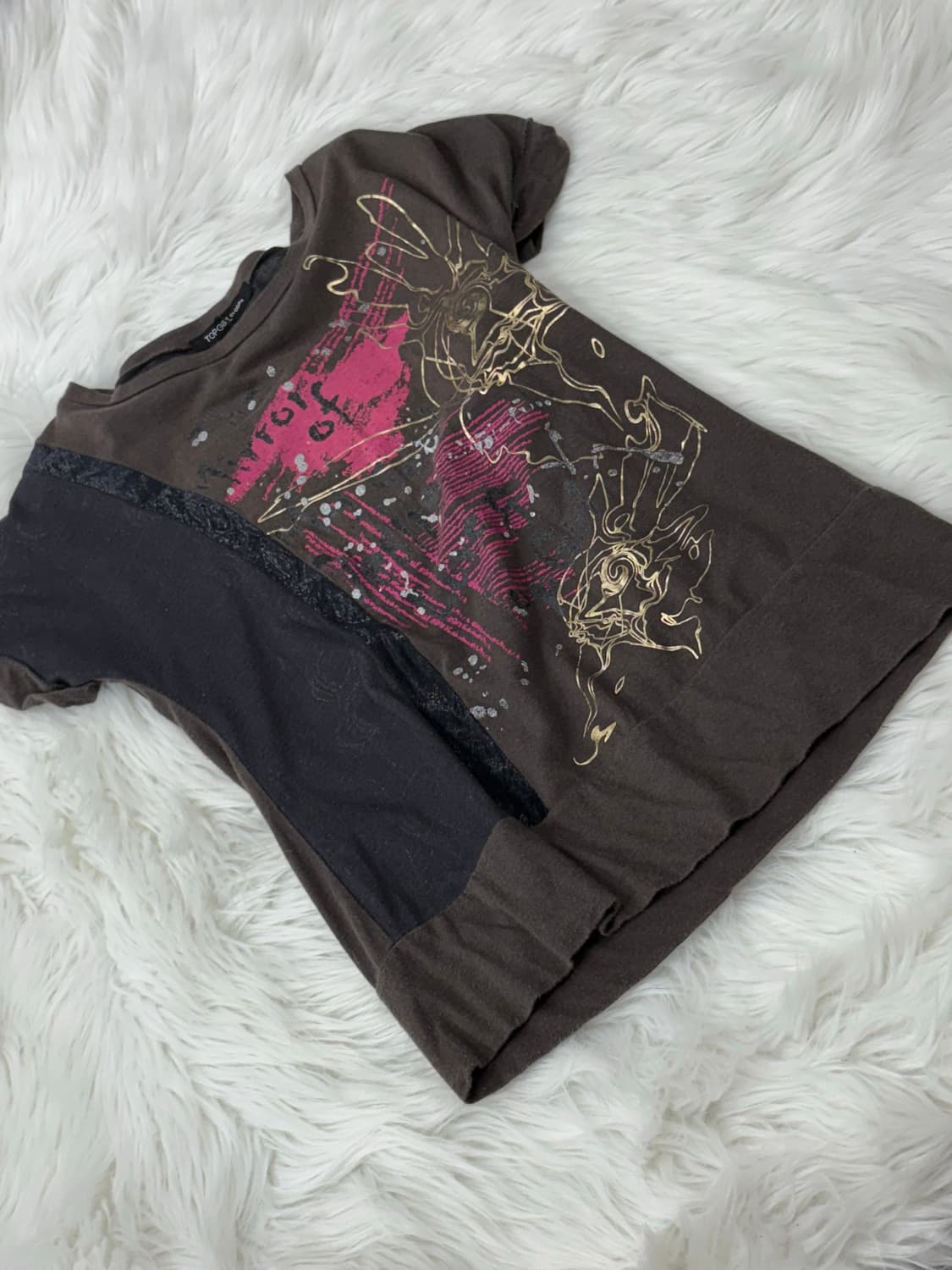 Gold line Detail Brown Short Sleeve 상품이미지3