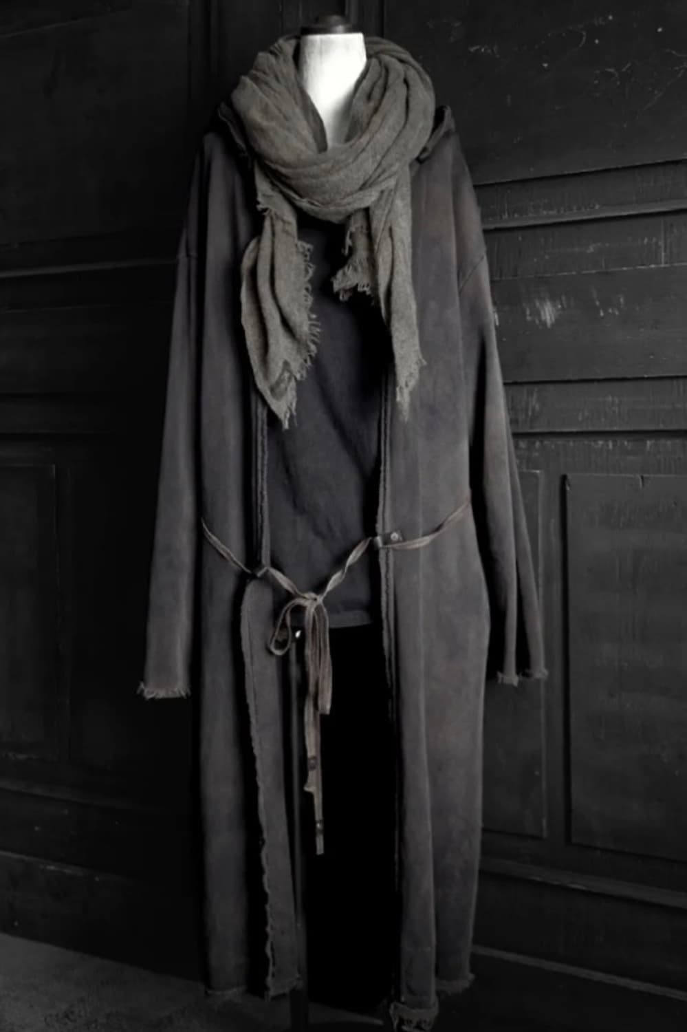 Lun Peng 카키시부 염색 후드 코트 상품이미지4