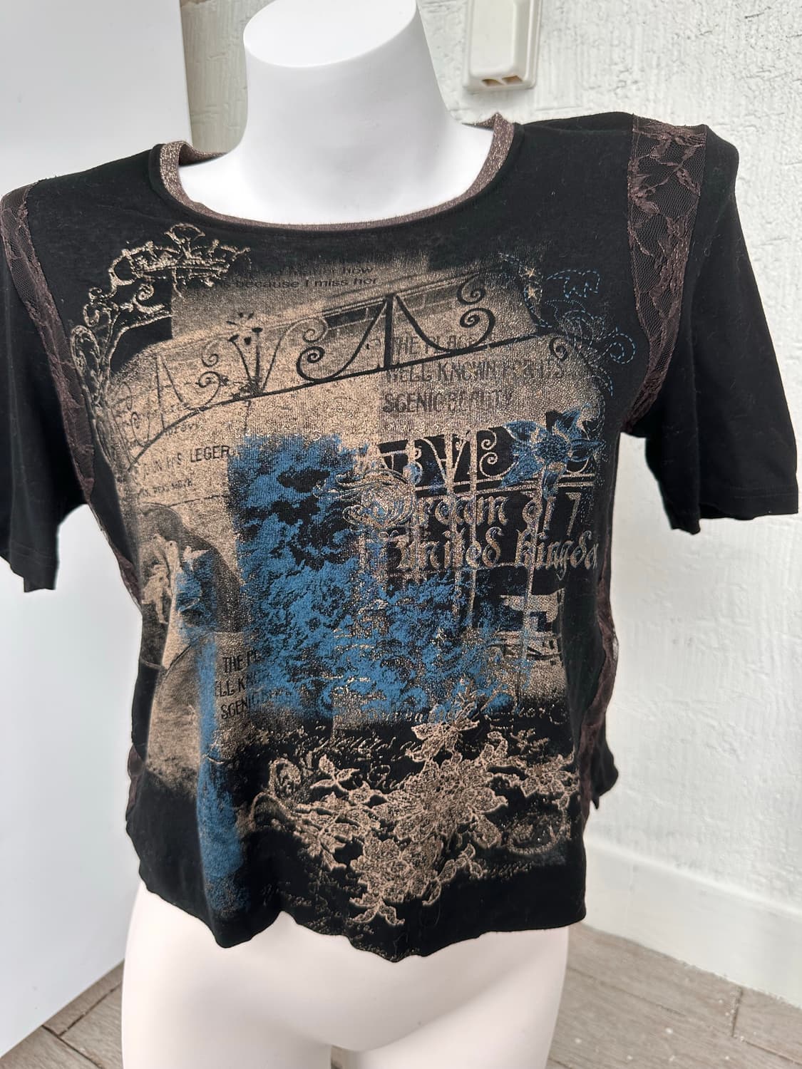 Y2K style vintage print punk 1/2 t 상품이미지1