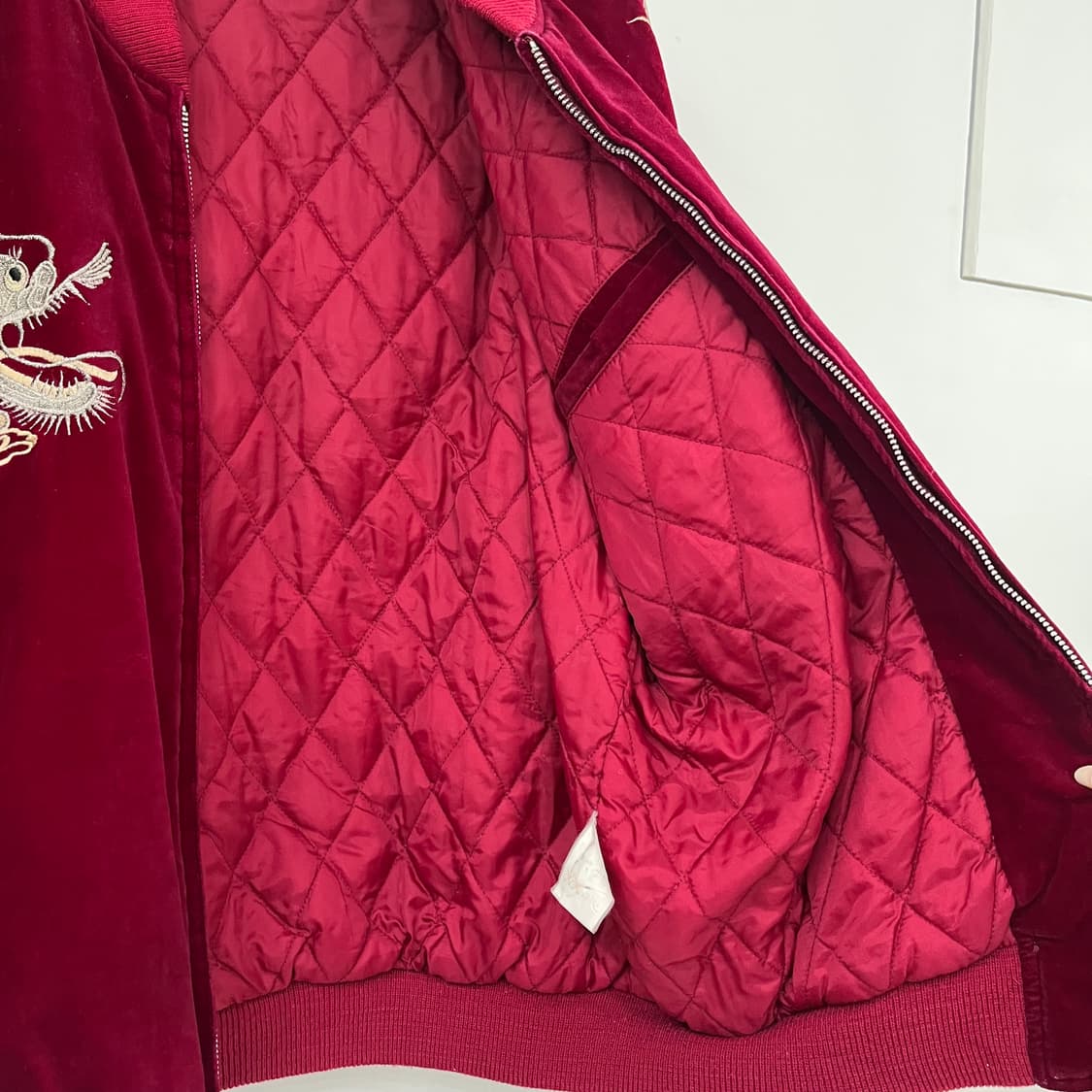 Japanese 버건디 드래곤 벨벳 스카쟌 자켓 상품이미지7