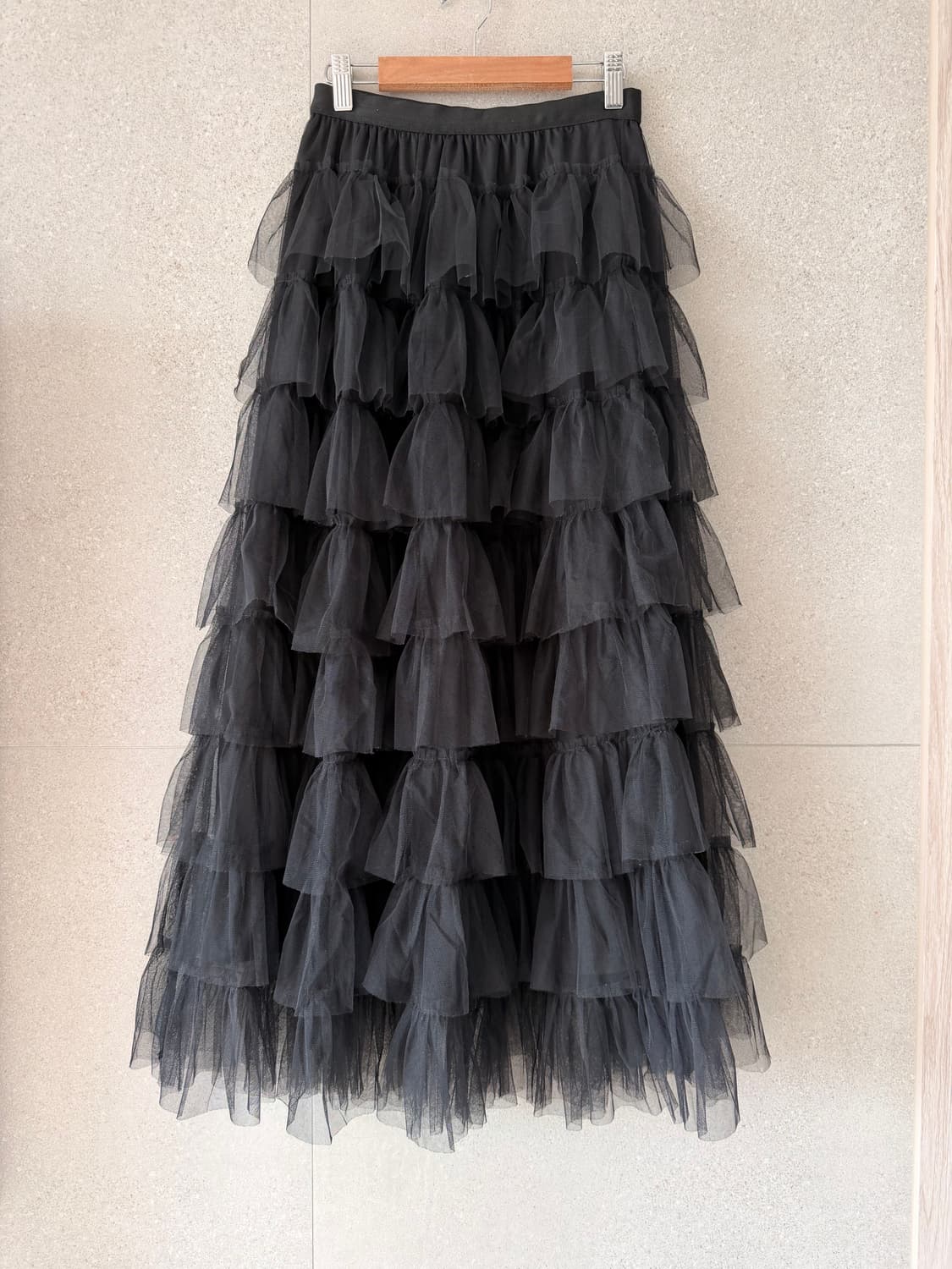 캉캉 블랙 쉬폰 롱 스커트 상품이미지1