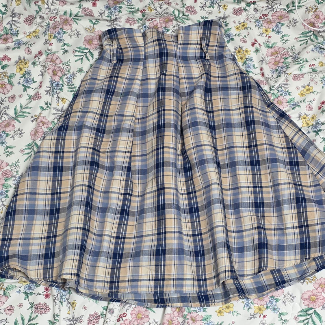 earth music 일본빈티지)하구미 모리걸 갸 체크 플레어 미디스커트 상품이미지1