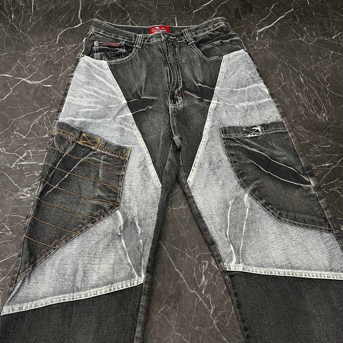 Dermson 흑청 패치워크 와이드 데님 팬츠 상품이미지4