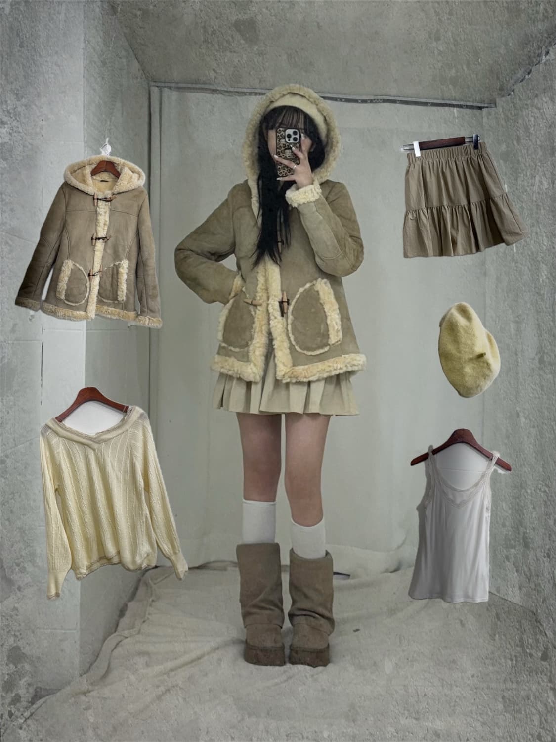 엑시즈팜 베이지 니혼진 라떼 히메 갸루 코디세트  상품이미지1