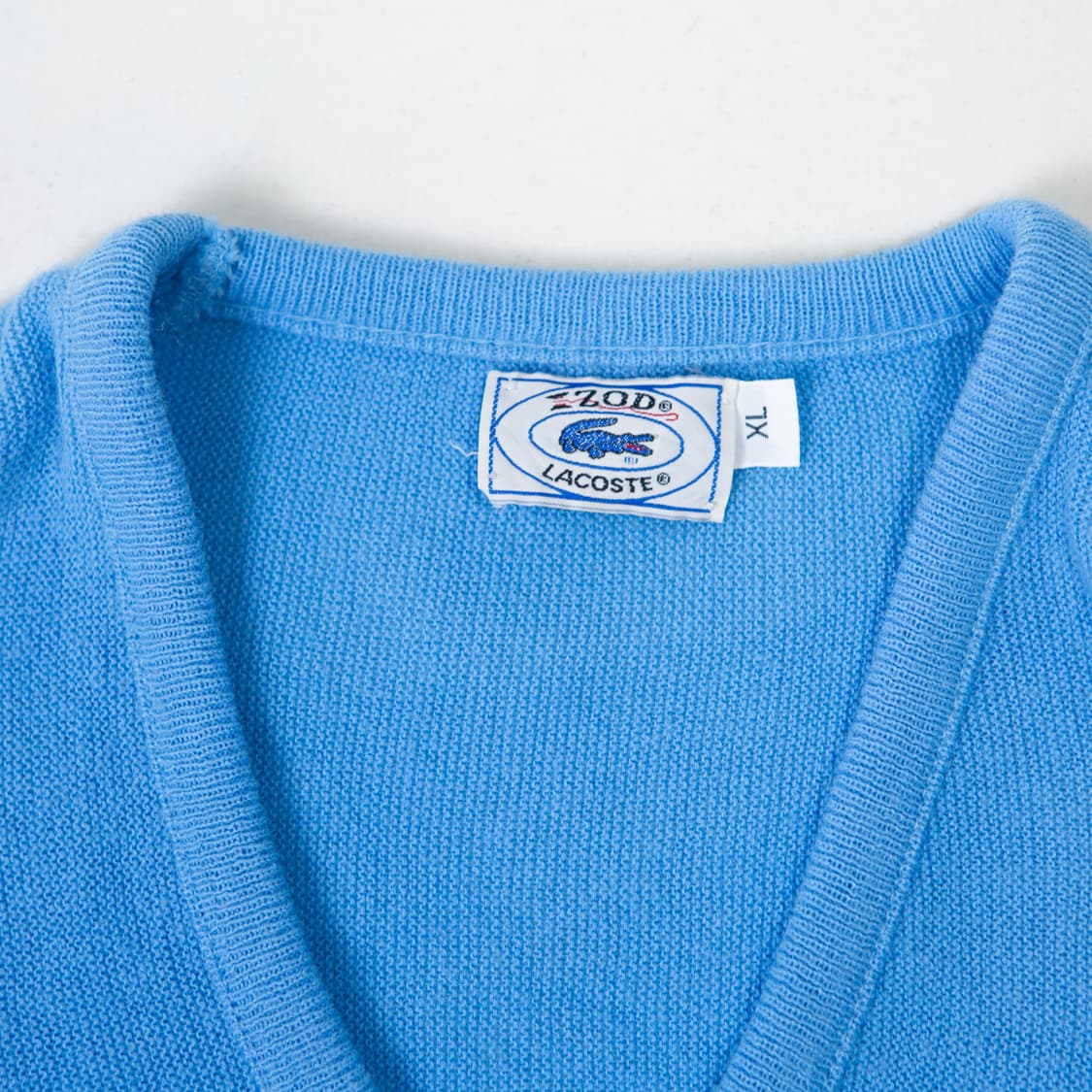 80s IZOD 라코스테 V 넥 니트 스카이 블루 상품이미지4