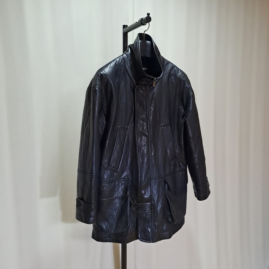 (택포) 더베를린 블랙 레더 퍼 하프 코트 FREE B699 상품이미지3