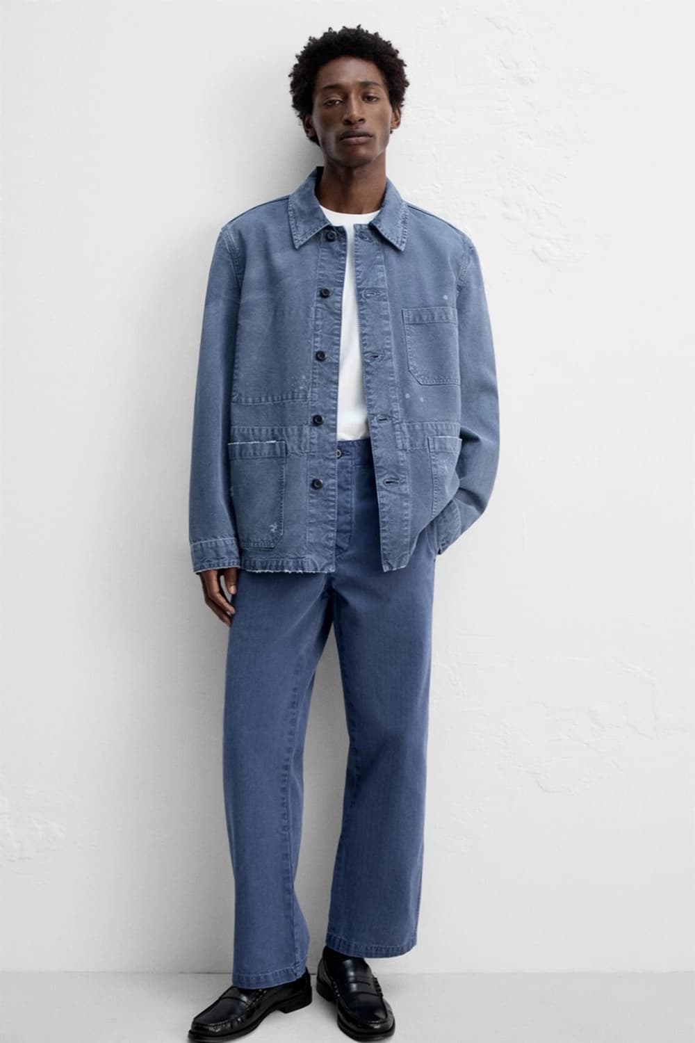 자라 오리진스 디스트레스드 카고 진 블루 상품이미지1