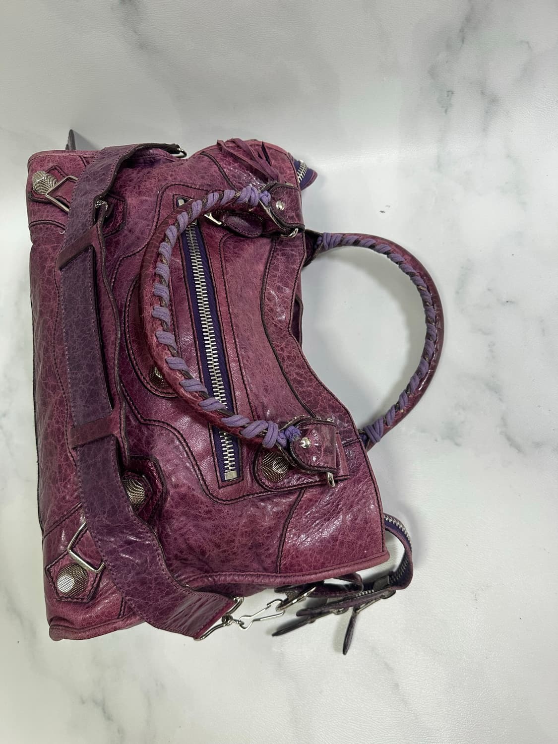 [A 정품] 발렌시아가 자이언트 시티 모터백 미디움 퍼플 상품이미지5