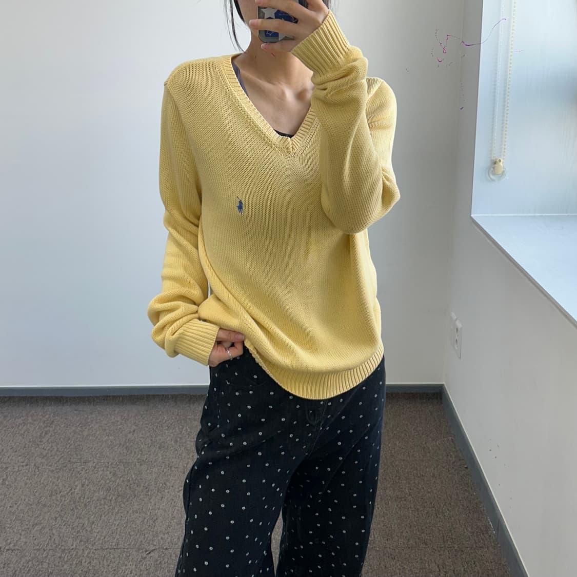 Polo 폴로 블루 포니 옐로우 브이넥 니트 상품이미지1