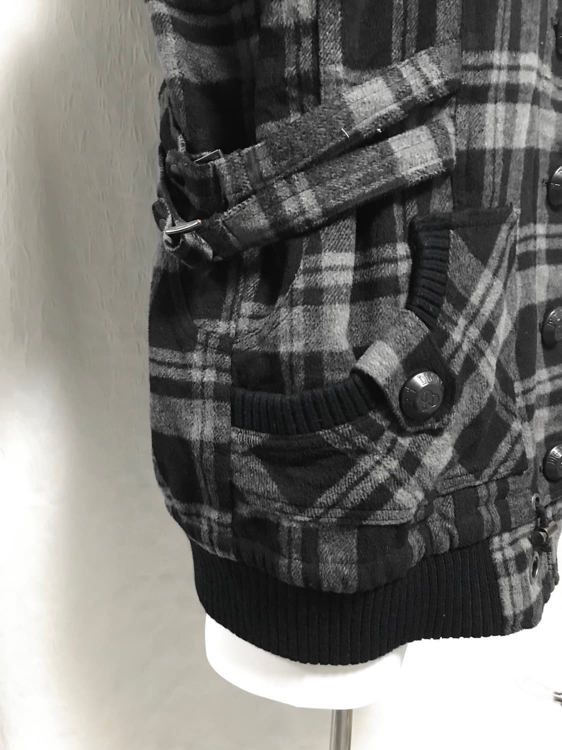 빈티지 digdeep 디그딥 펑크 벨트 디테일 하이넥 체크 점퍼 상품이미지6