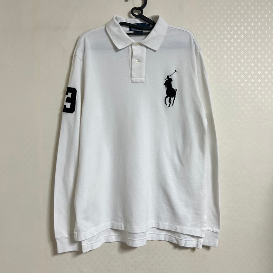 폴로 랄프로렌 신형 빅포니 치프키프 넘버 로고 긴팔 카라 티셔츠 화이트  상품이미지4