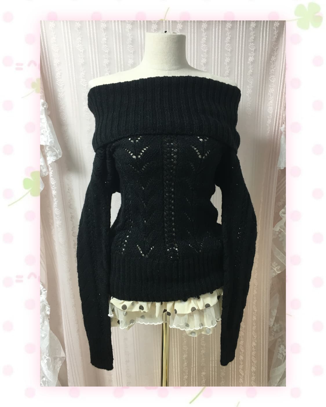 블랙 글리터 오프숄더 니트 상품이미지4