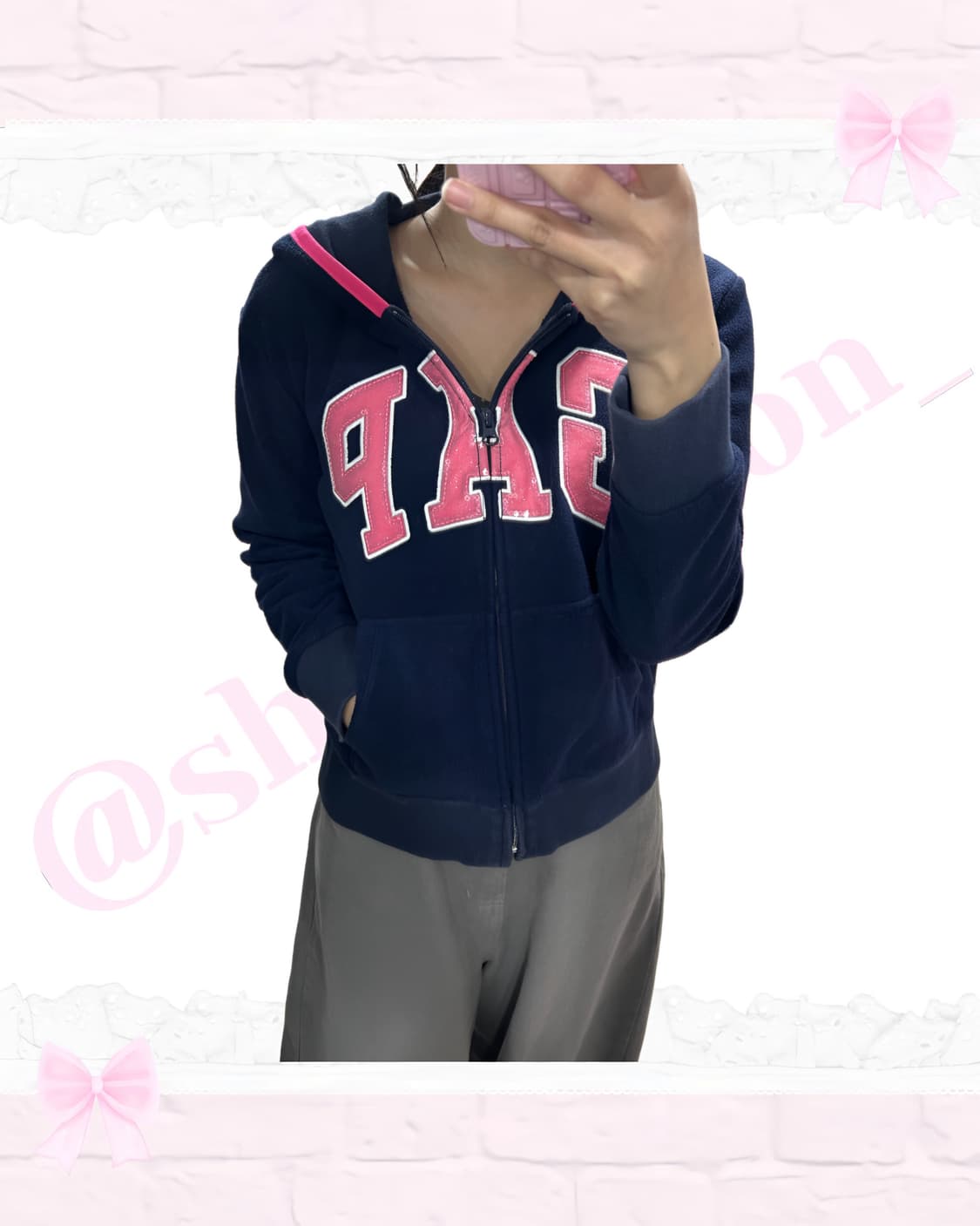 갭 y2k 샤인핑크 후리스 후드집업 상품이미지3