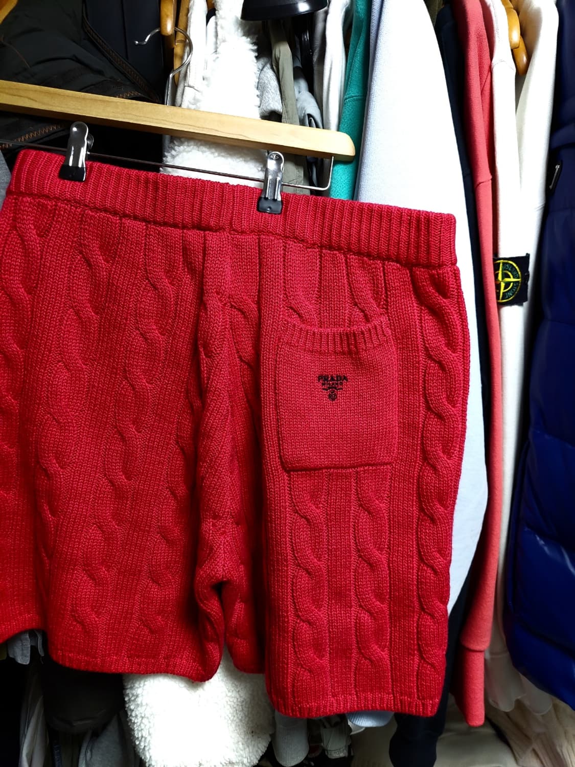 프라다 버건디 케이블 캐시미어 니트 반바지 50 백화점판 상품이미지1