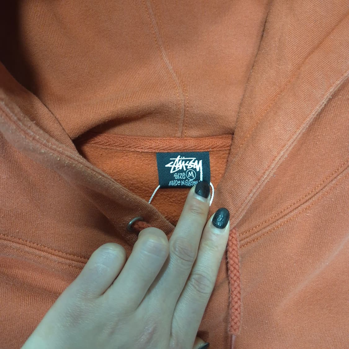 스투시 로고 오렌지 후드티 M 상품이미지4