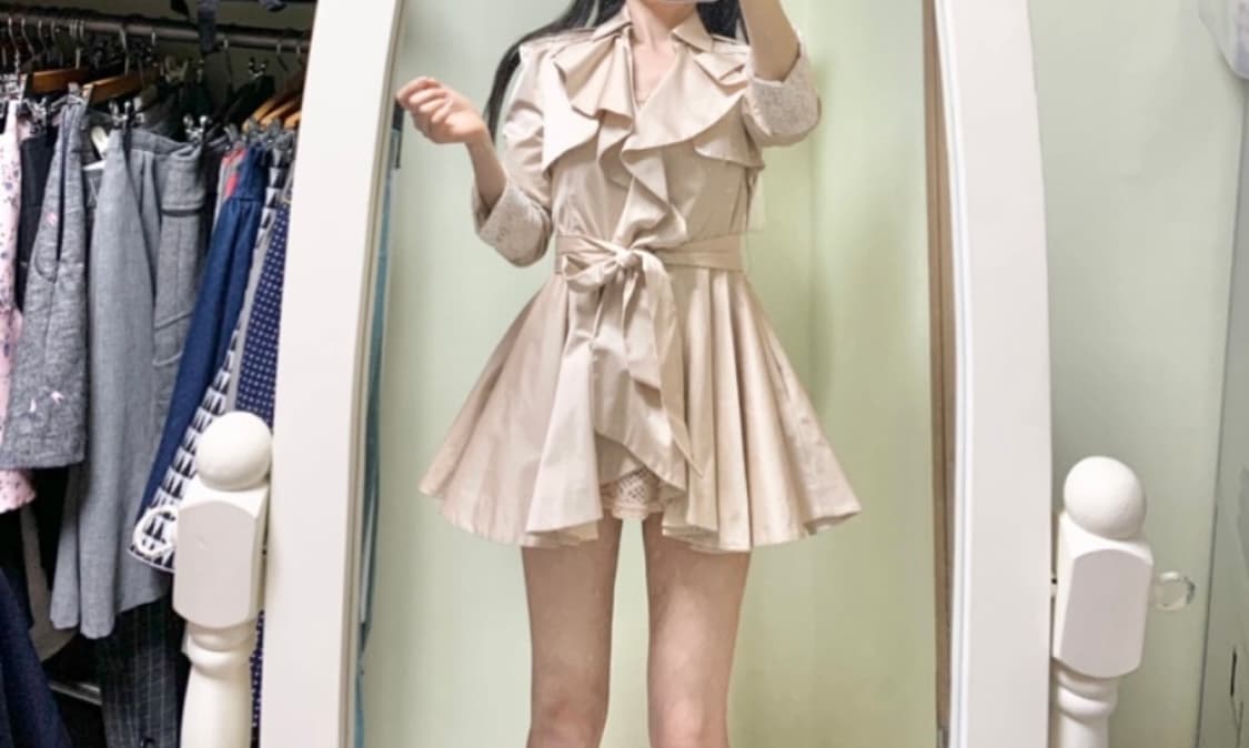 에고이스트ㅡ 러플카라 트렌치 하프코트 66/새거수준/셔링장식 상품이미지1