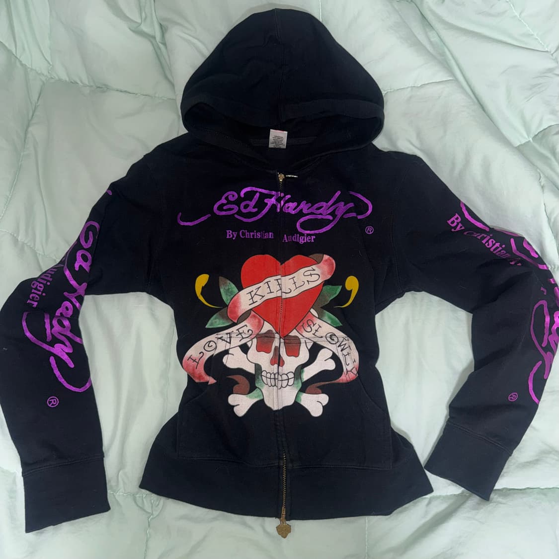 에드하디 후드집업 블랙 y2k 갸루 상품이미지1