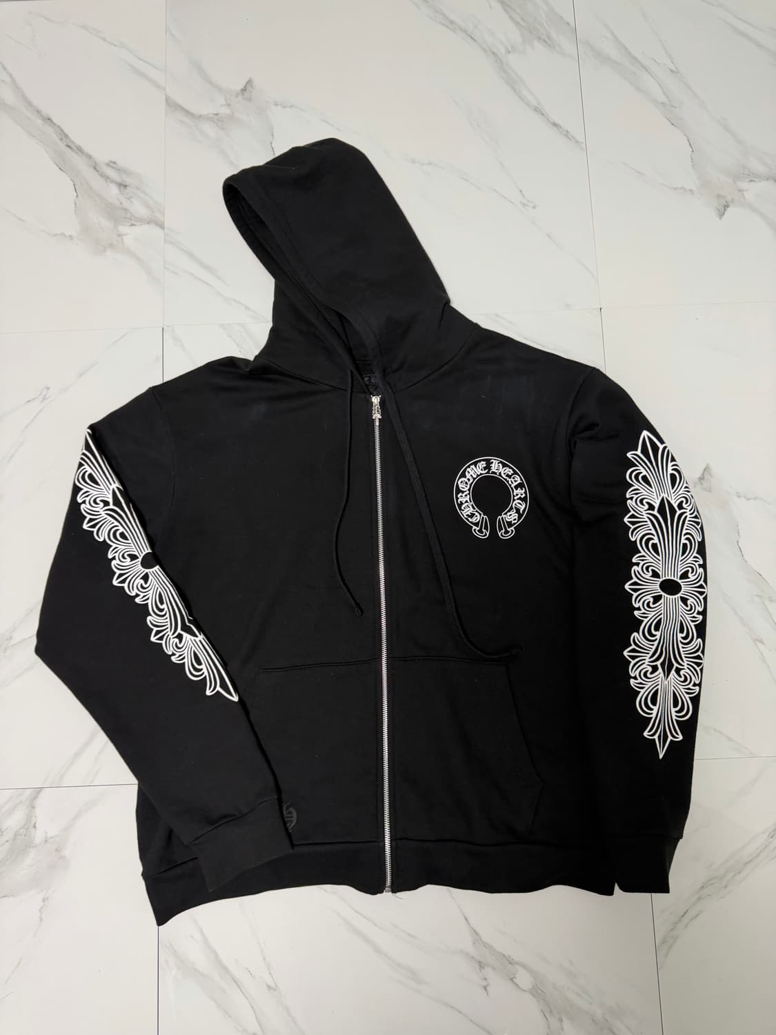 신형 크롬하츠 홀스슈 플로랄 헤비웨이트 후드집업 L 상품이미지1