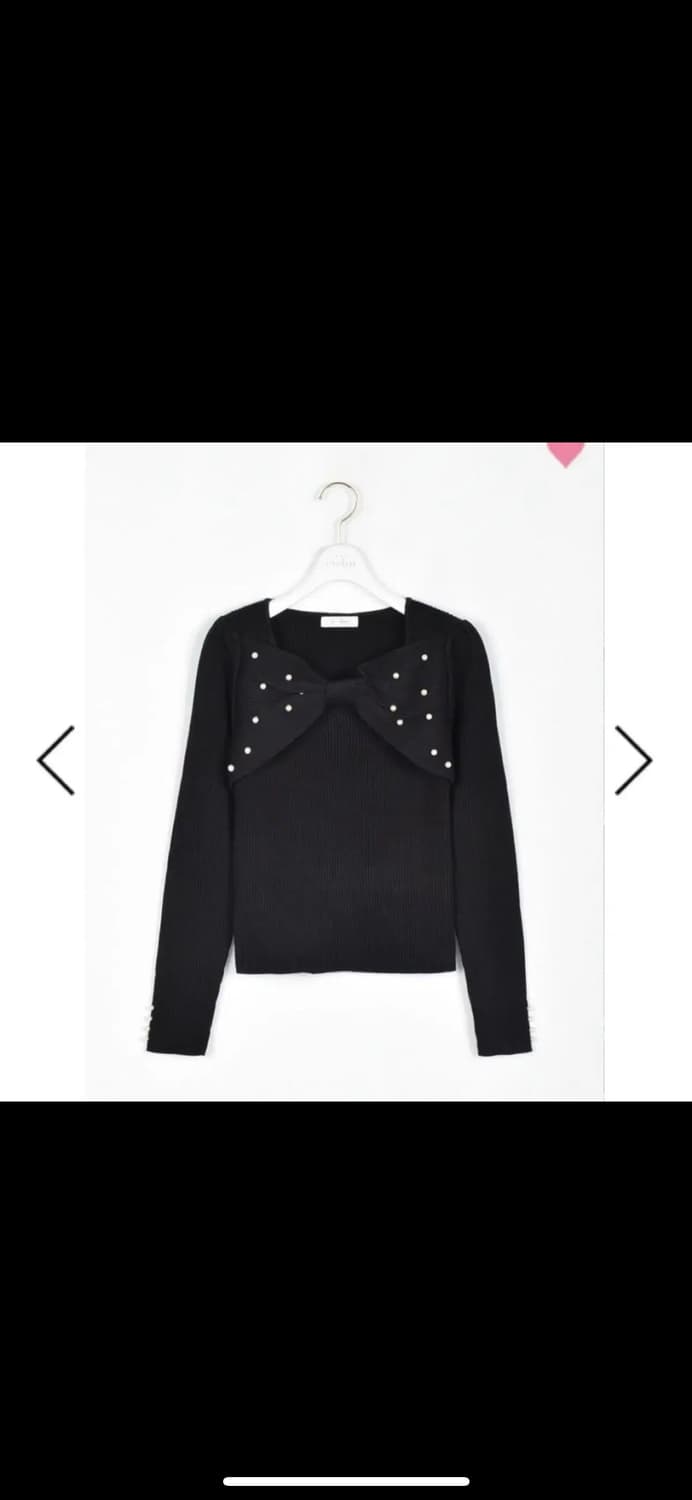 Grl 그레일 펄 진주 리본 니트 dr788 블랙 지뢰계 스나계 에블린 상품이미지2