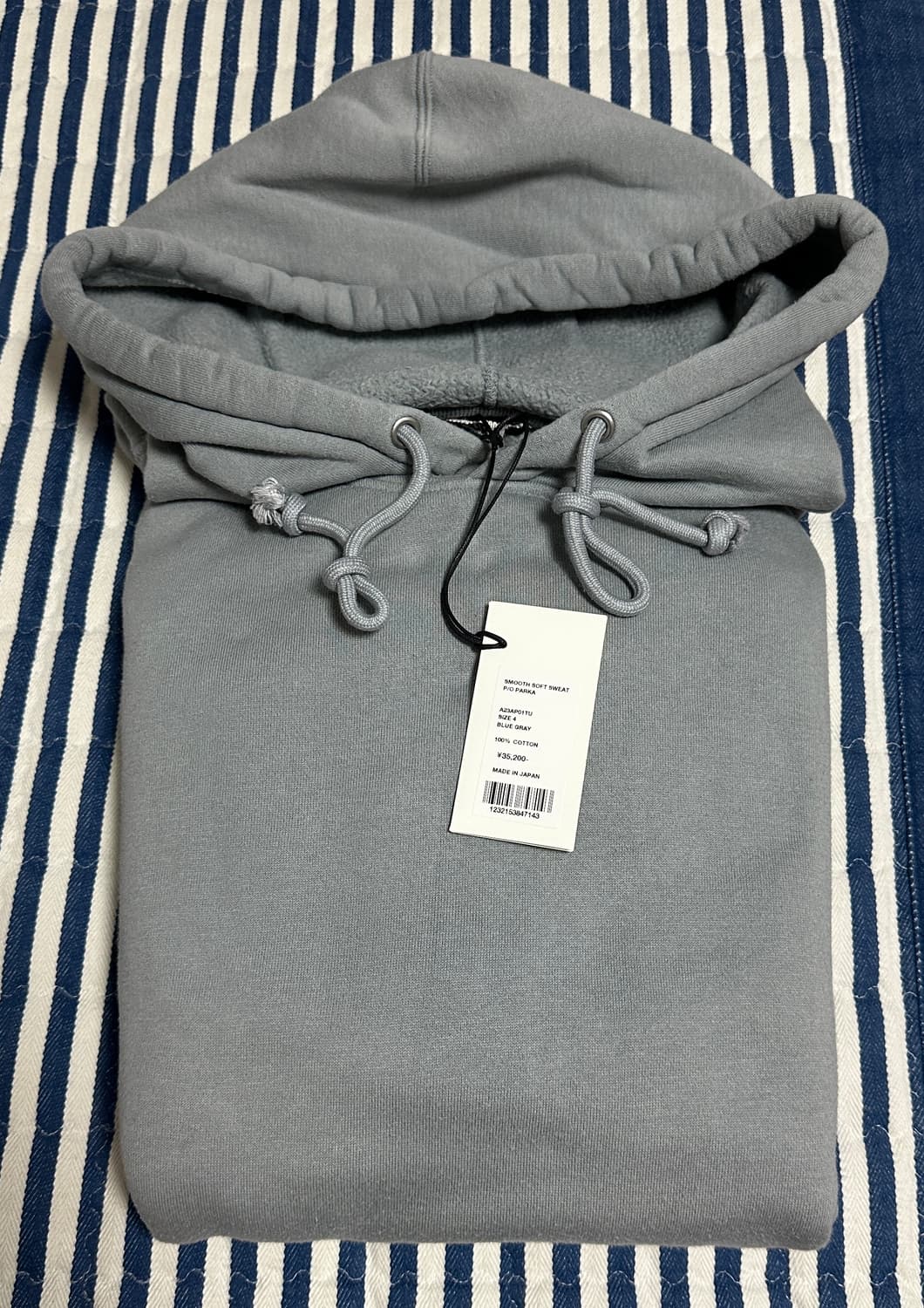 오라리 스무스 소프트 스웻 후드 블루 그레이 4사이즈 판매합니다 상품이미지3