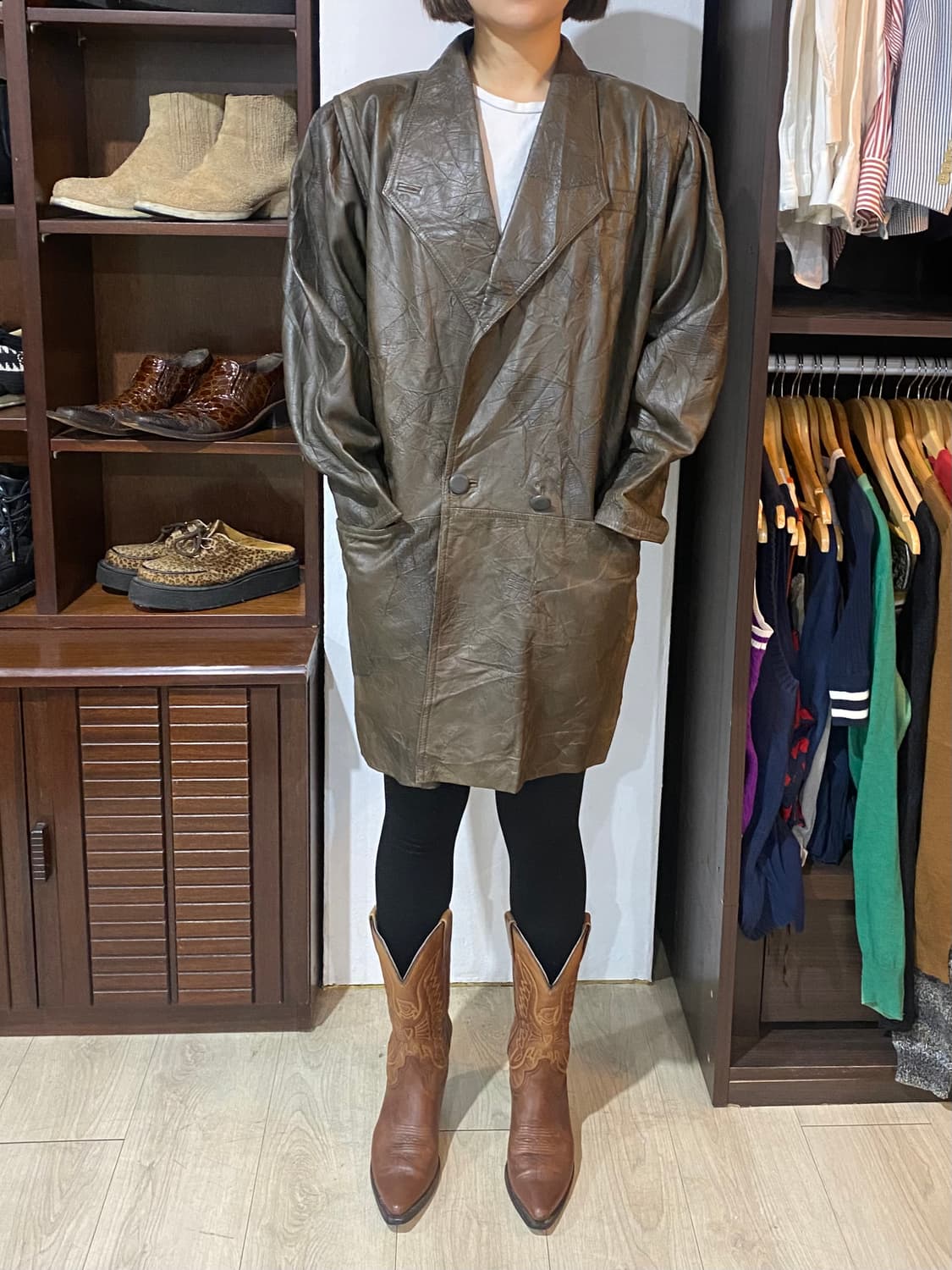 VTG leather double jacket 상품이미지9