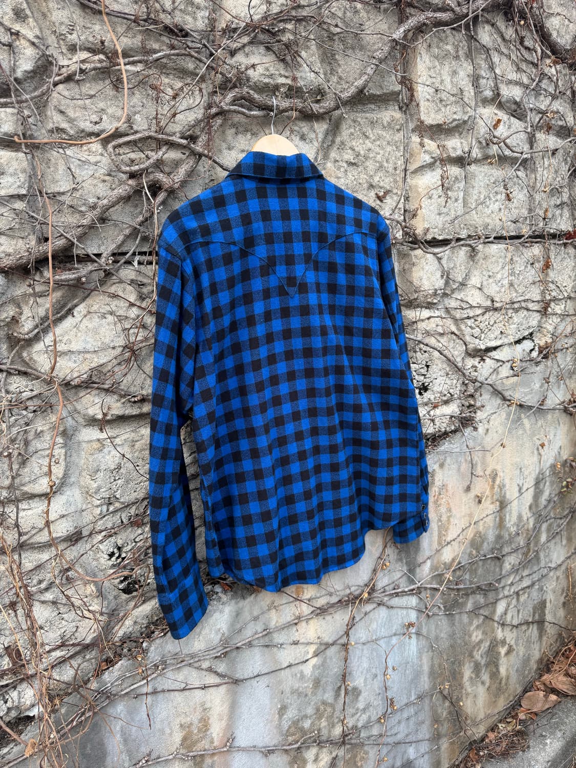 80s 락마운트 빈티지 버팔로 체크 웨스턴 셔츠 블루 상품이미지4