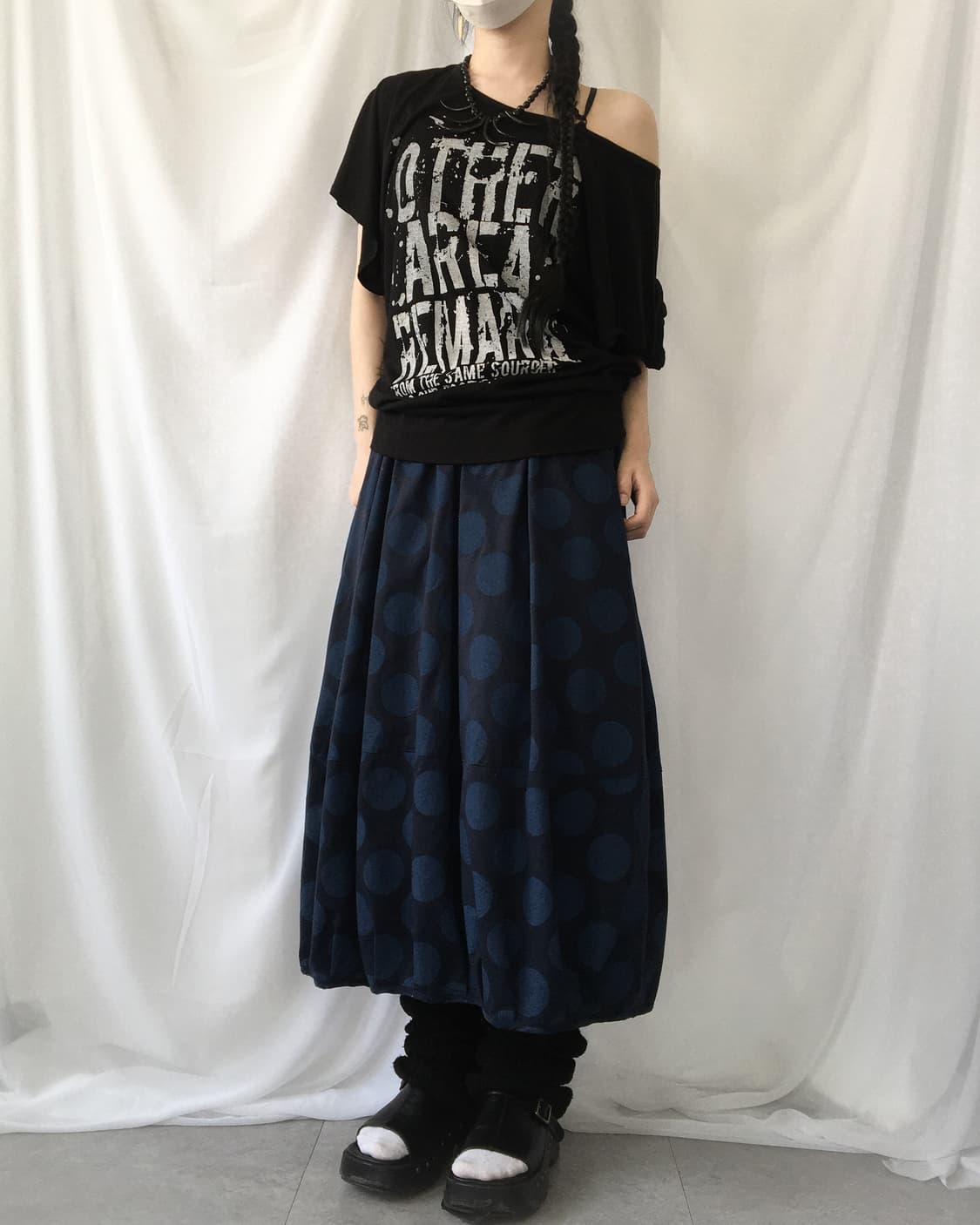 Lettering printing one shoulder t shirt 상품이미지6