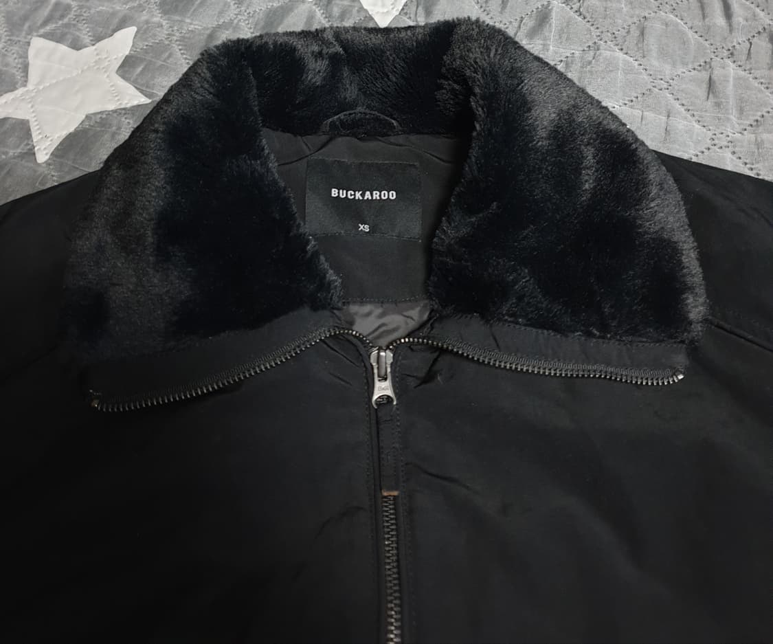 버커루 오버사이즈 퍼 카라 블루종 집업자켓 블랙 (XS) 상품이미지2