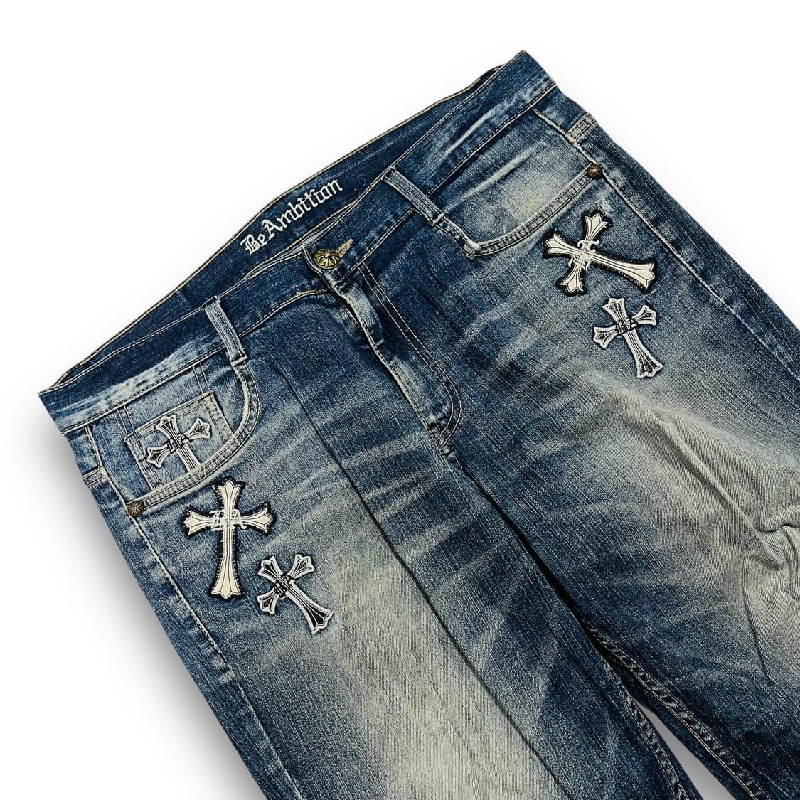 펑크 Be Ambition 크로스 대거 와이드 데님 팬츠 상품이미지5