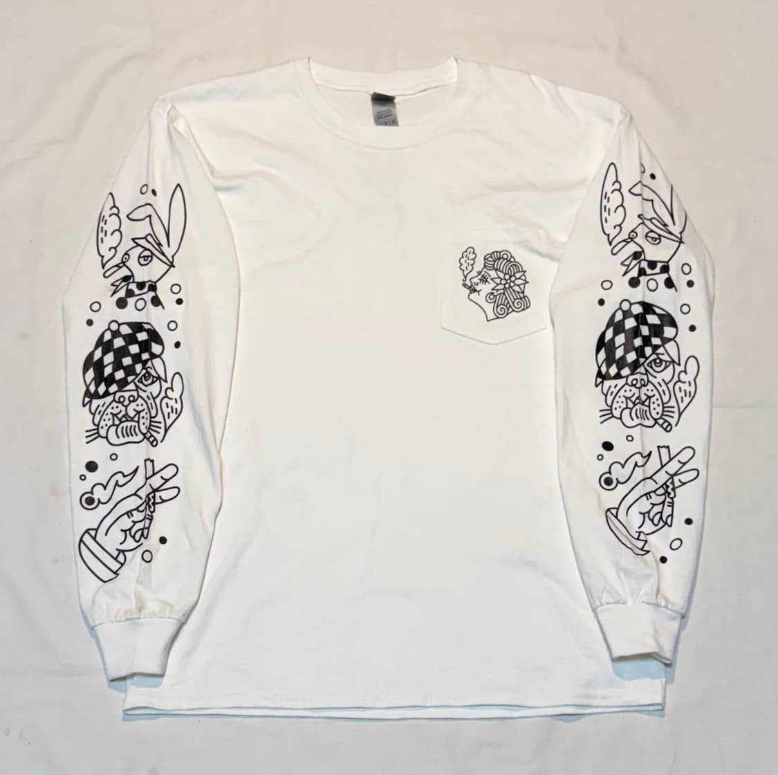 빈티지 암프린팅 롱슬리브 긴팔티 화이트 상품이미지1