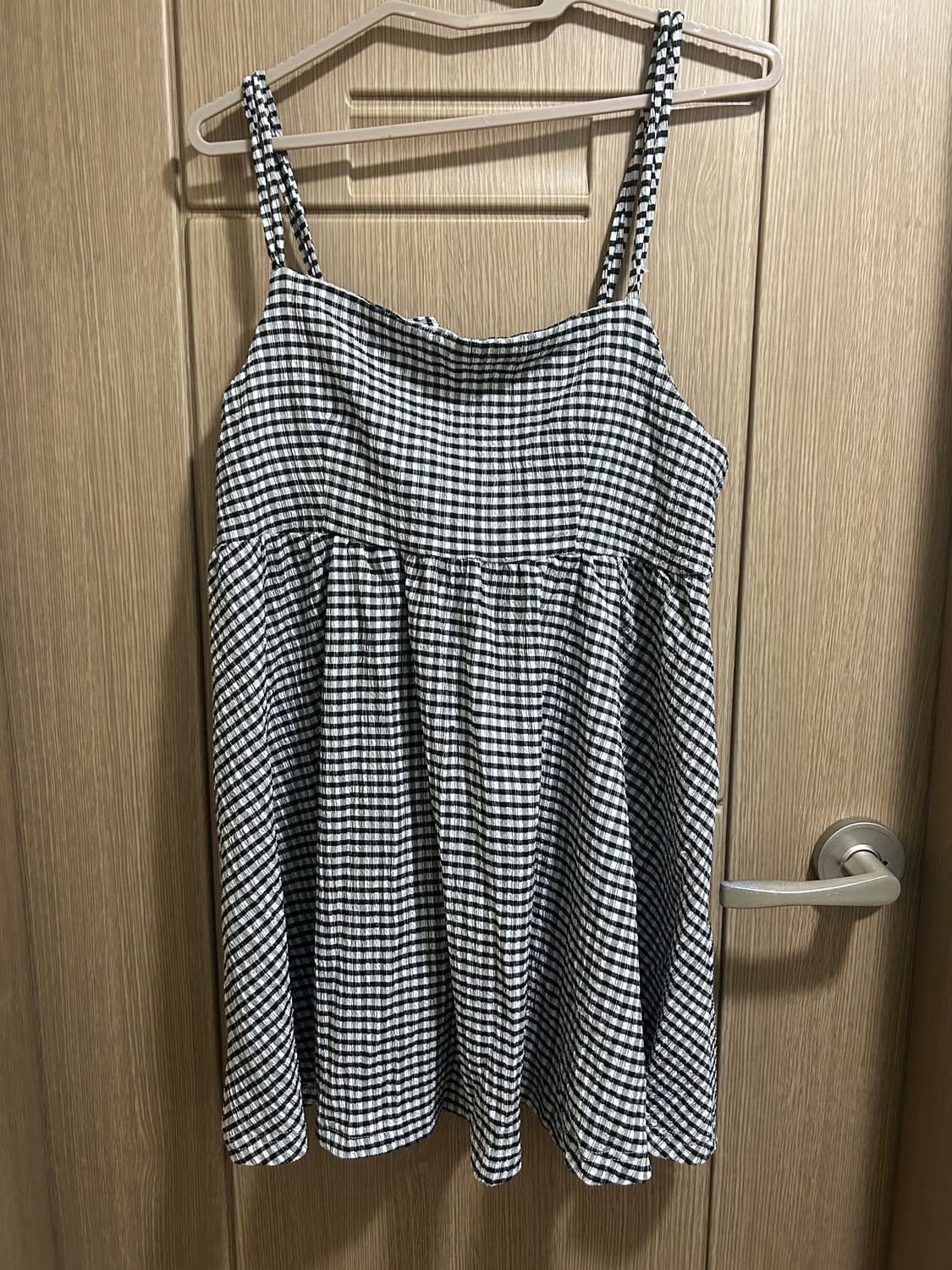 검정 체크 나시 원피스 상품이미지1