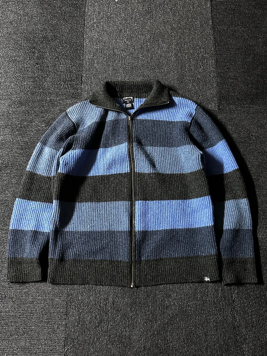 old stussy 올드 스투시 램스울 스트라이프 니트 울 집업자켓 상품이미지1