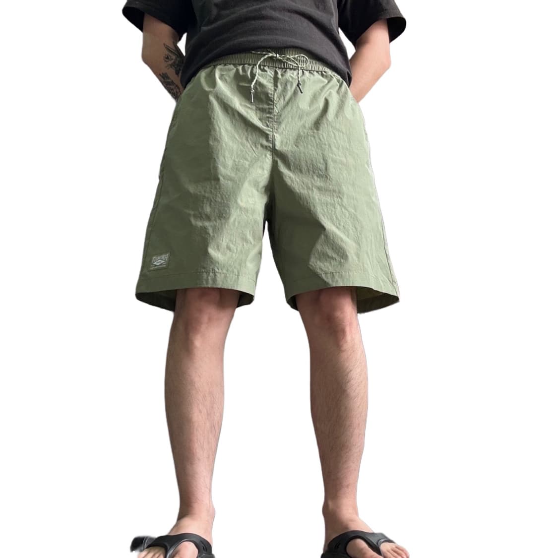 새거급 L-XL 프랭크스톤 카키 와이드핏 나일론쇼츠 상품이미지1