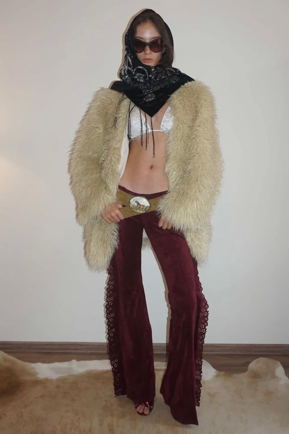 Faux Fur Middle Jacket Beige S-M 상품이미지1