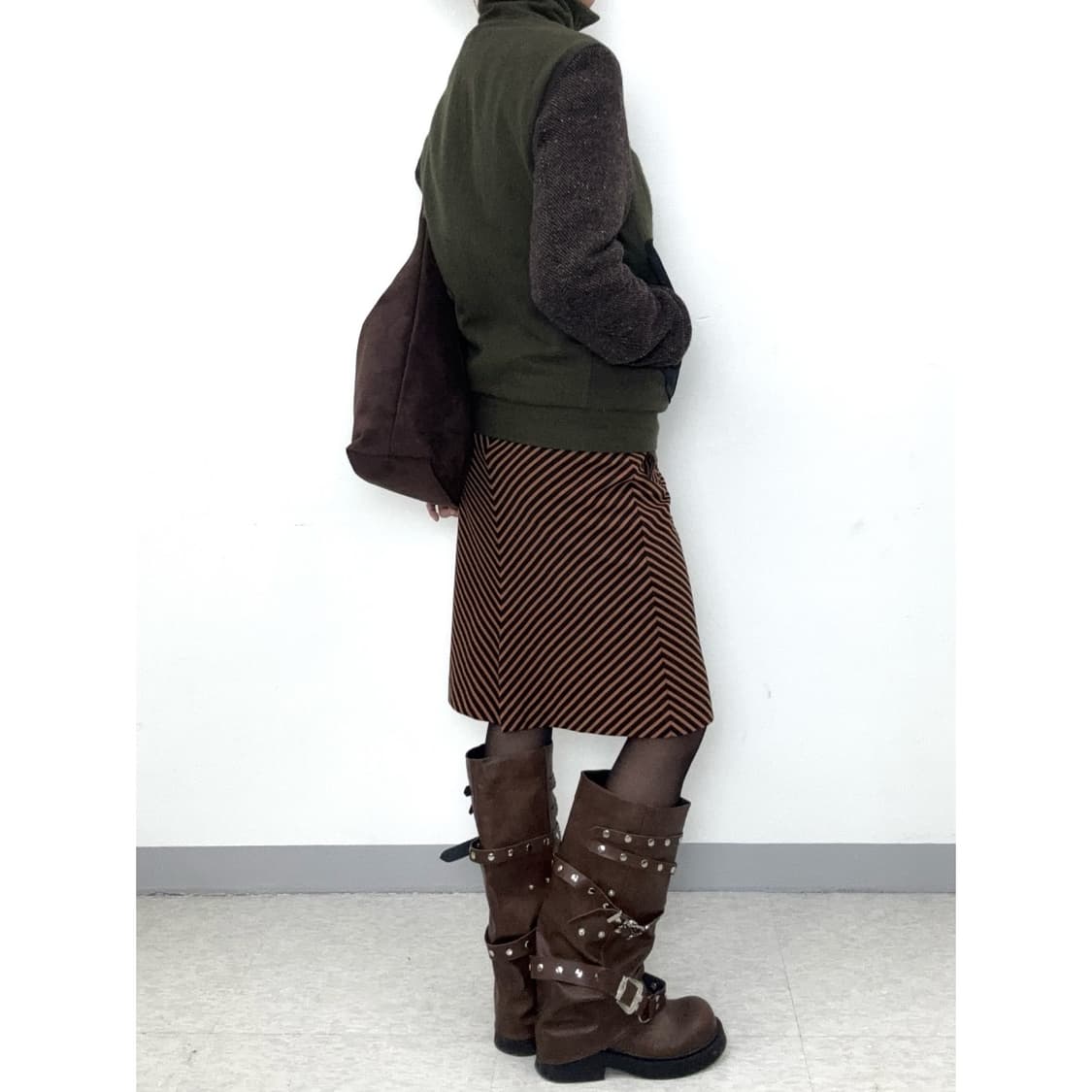 빈티지 스트라이프 미디 스커트 상품이미지3