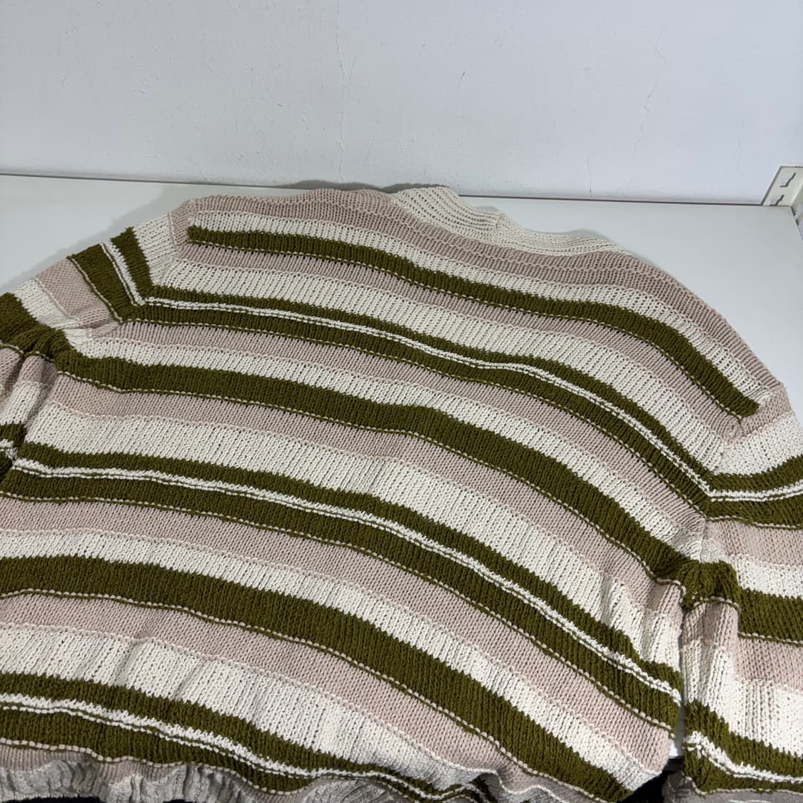 XL 자라 아이보리 스트라이프 그런지 가디건 상품이미지3