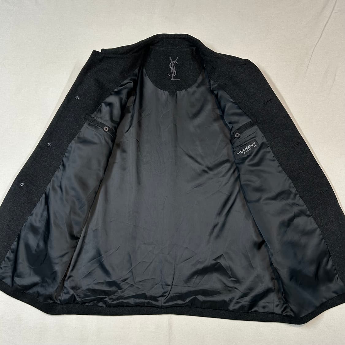 L) YSL 입생로랑 울 미디움 코트 자켓 블랙 상품이미지6