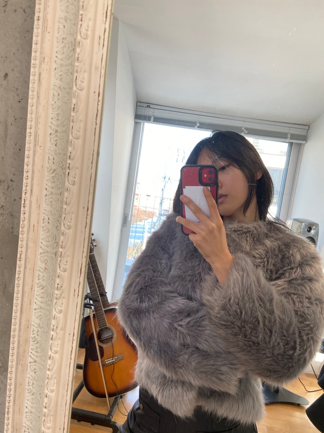 Gray-purple vintage faux fur Jacket 상품이미지1