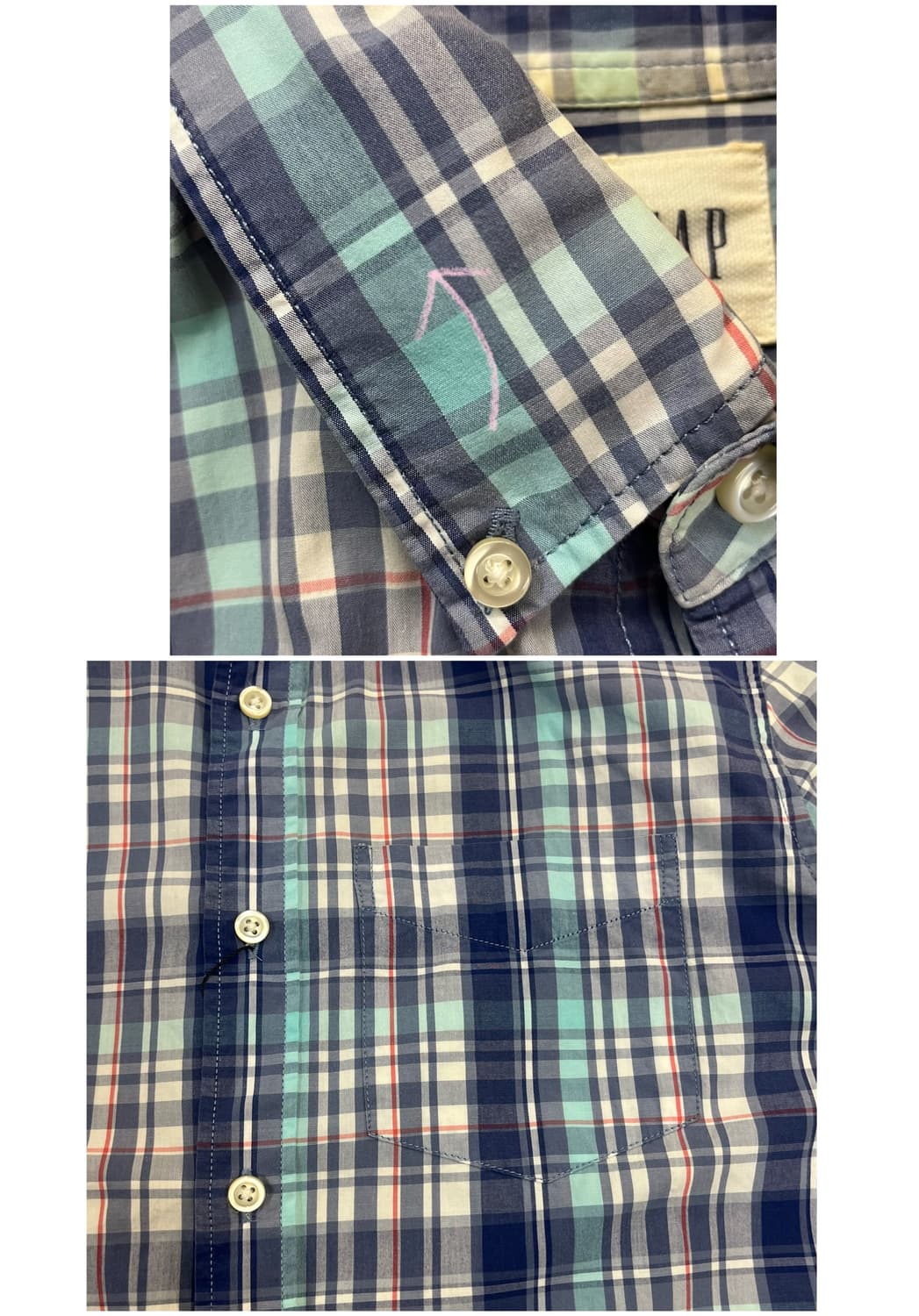 갭 체크 포켓 셔츠 블루 S #csz3971 상품이미지5