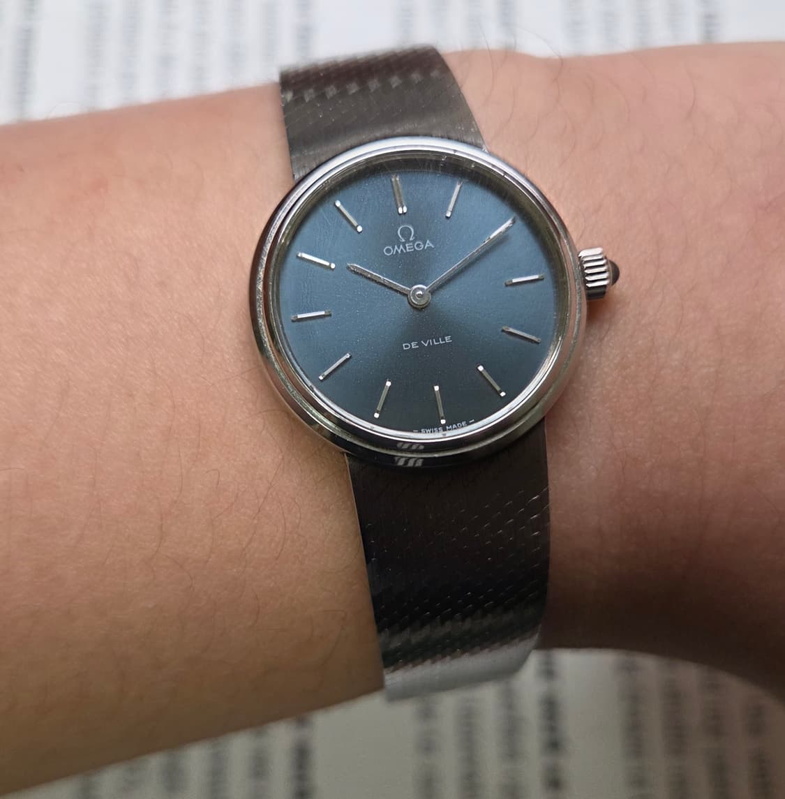 레어] 빈티지 오메가 드빌 네이비청판 실버스틸 여성용 오리지널 브슬 ve 상품이미지10