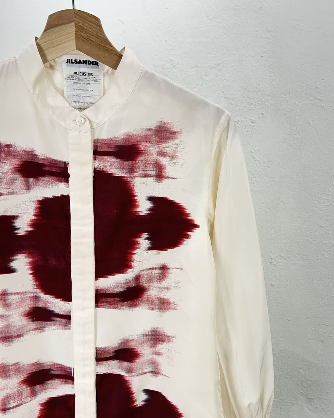 질샌더 아이보리 이캇 스탠드 카라 트윌 셔츠 상품이미지3