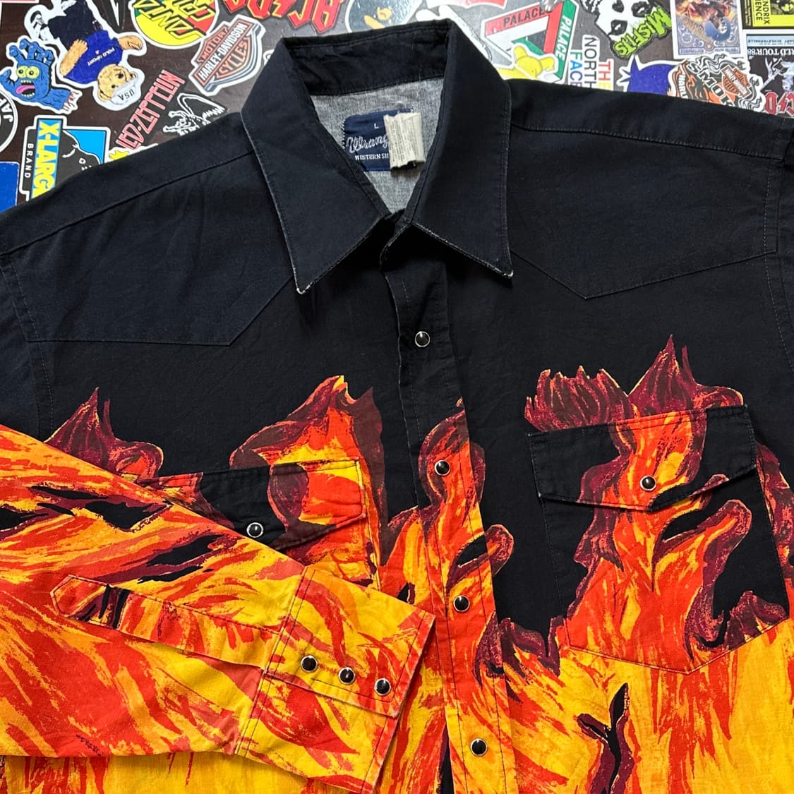 90s 랭글러 플레임 불스 웨스턴 셔츠 L 상품이미지3